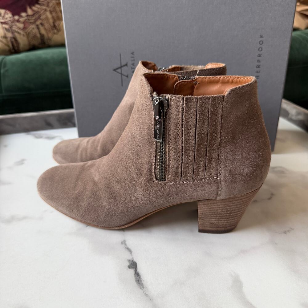 Aquatalia Fallon Suede Ankle Booties Light Brown Size 39 - Picture 6 of 9